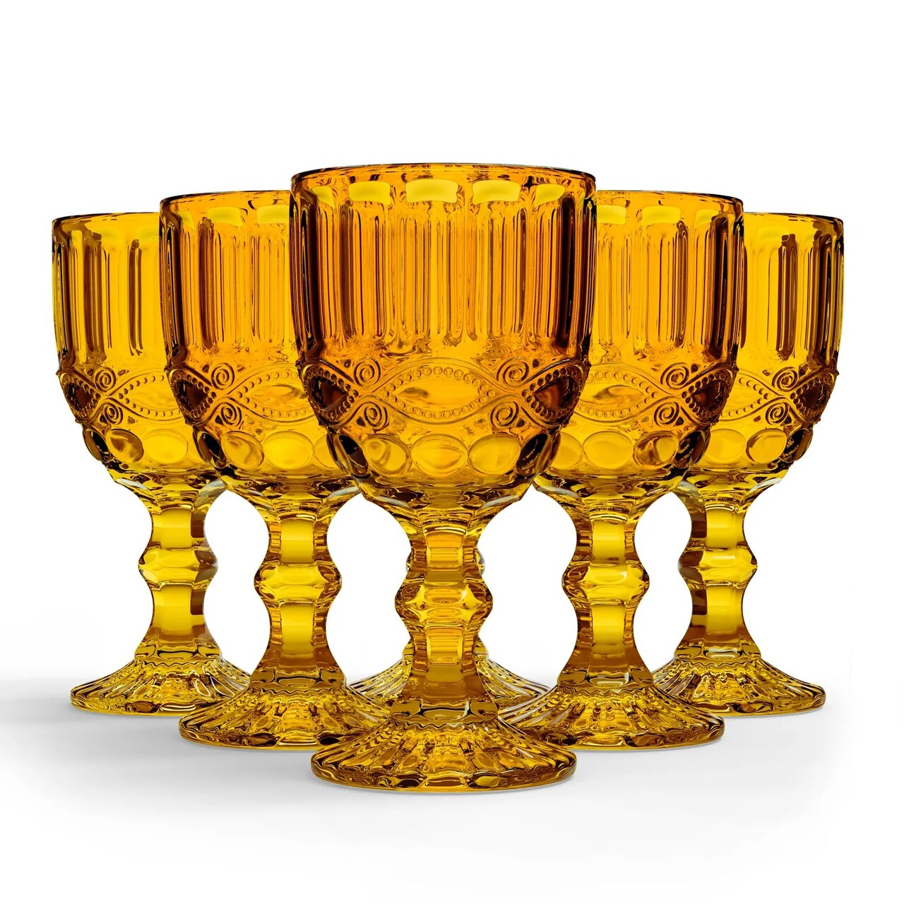 Elle Decor Set of 6 Wine Glasses | Amber Colored Glassware Set (8.4 oz)
